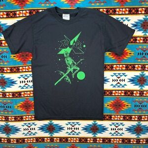 ZOLAR Graphic Tee Alien Guitarist‎ Heavyweight T-Shirt Black Small